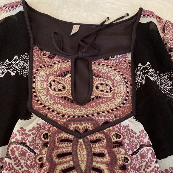 FREE PEOPLE Bohemian Tunic Top Dress Dusty Rose & Gray Brown Size S/P 🌸 - Picture 11 of 16